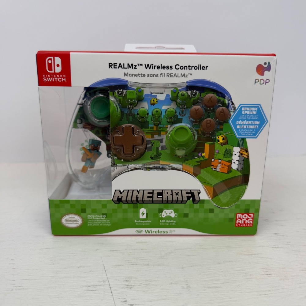 PDP REALMz Wireless Controller Nintendo Switch Minecraft Forest Biome Steve New